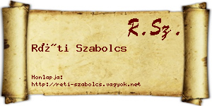 Réti Szabolcs névjegykártya